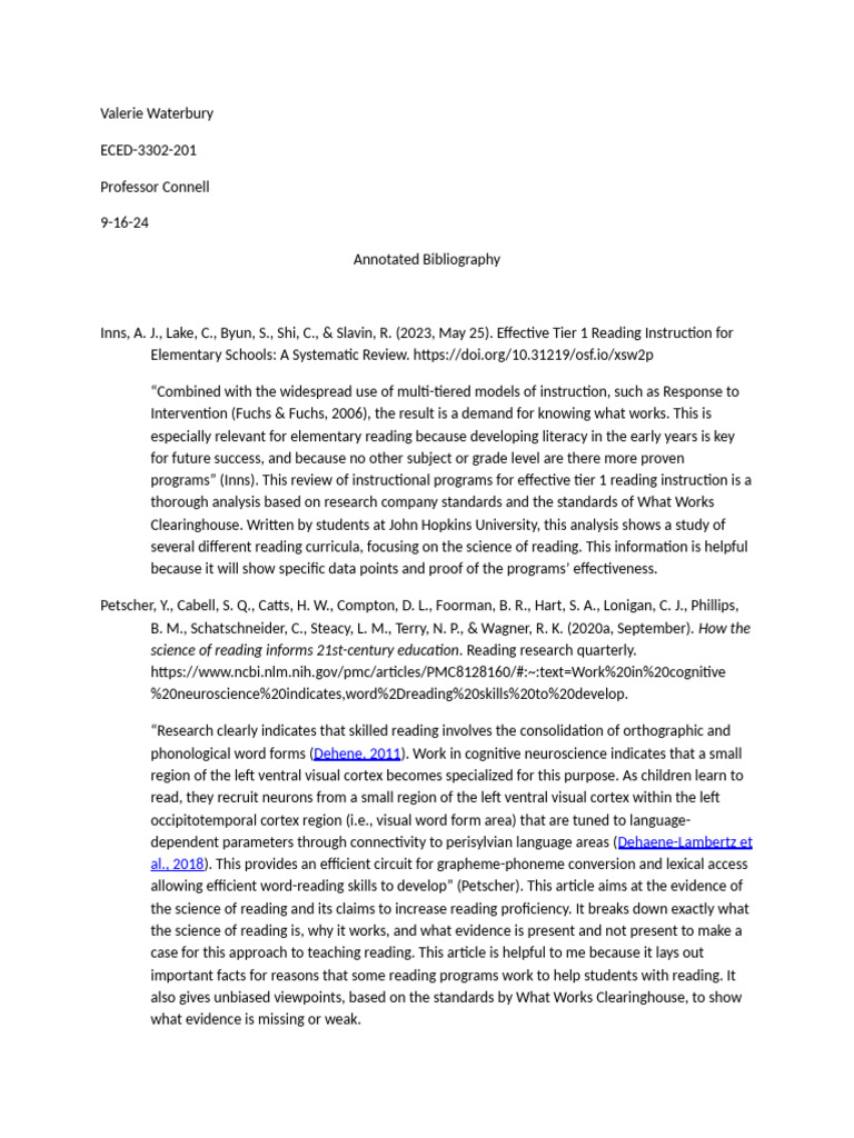 Annotated Bibliography | PDF