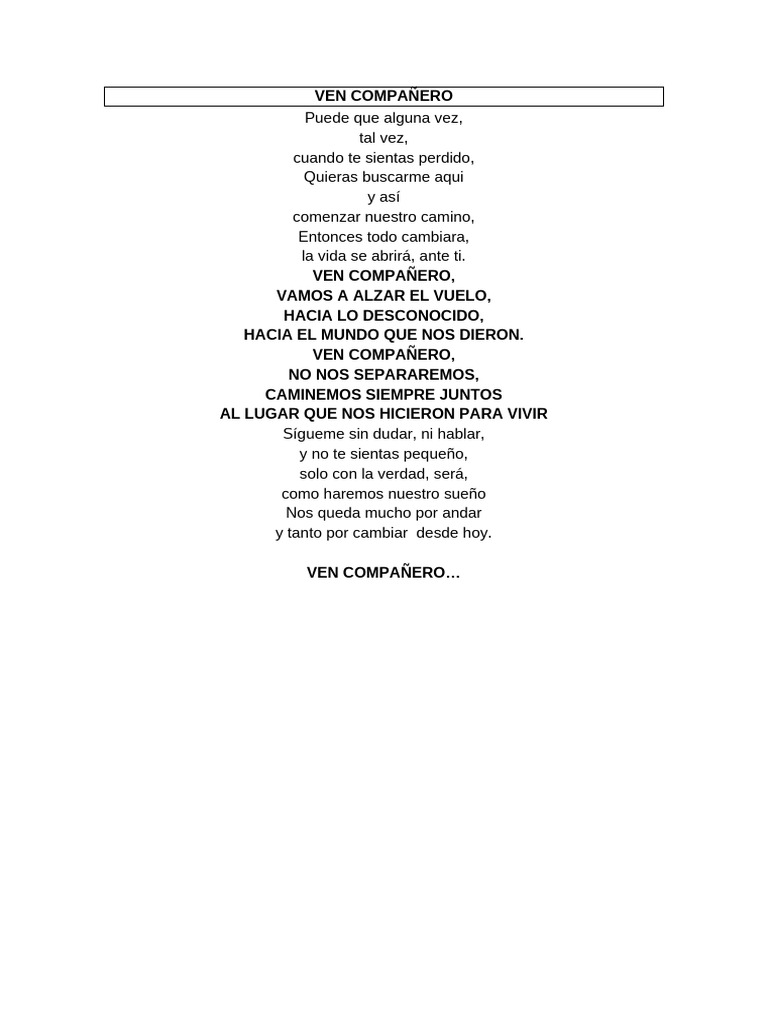 Ven Compañero Letra | PDF