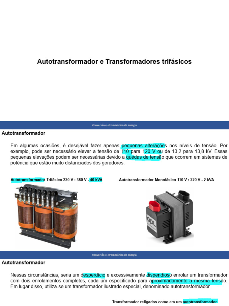 04 - Autotrafo e Trafo Trifasico | PDF
