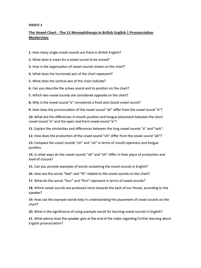 British English Vowel Sounds Explained | PDF | Language Arts & Discipline
