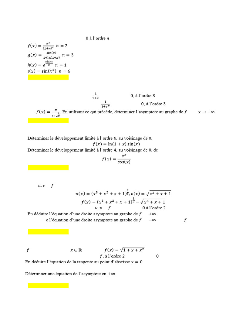 Exercices Corrigés Developpements Limités Et Calculs de Limites | PDF