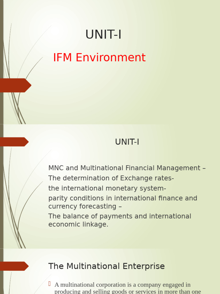 Unit-I Ifm | PDF