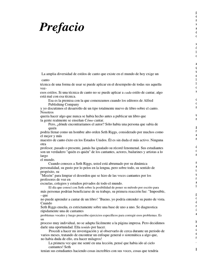 Seth Riggs Singing For The Stars Espanol | PDF