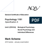 Mark Scheme: Psychology 1181