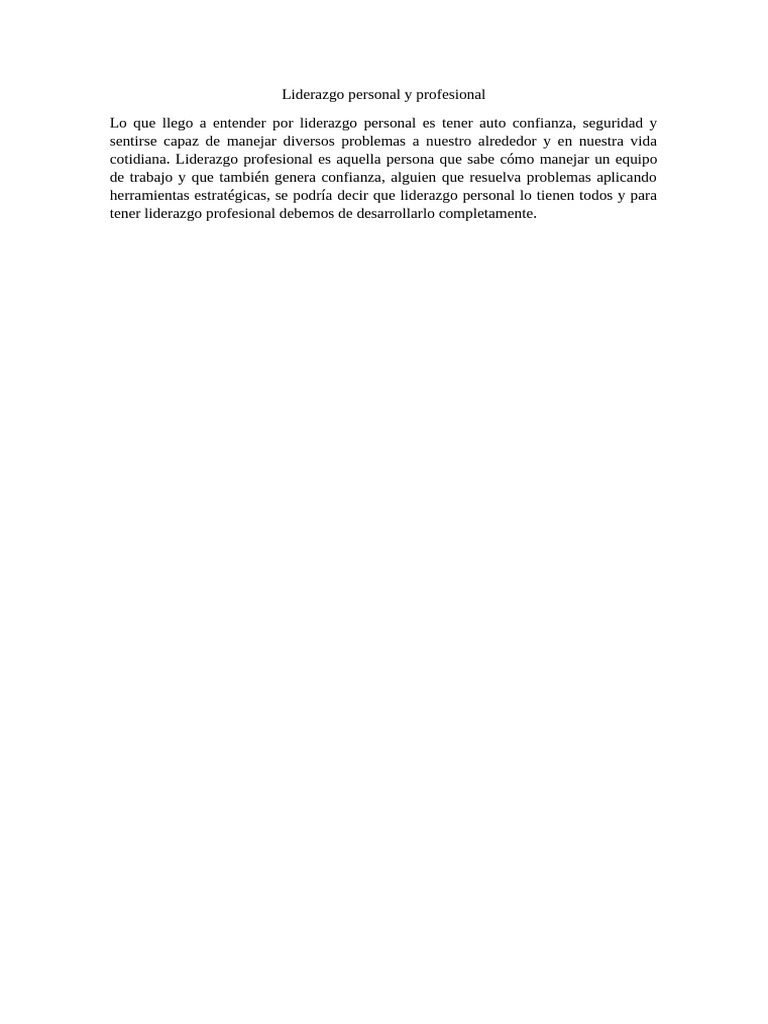 Liderazgo Personal y Profesional Definido | PDF | Crecimiento personal ...
