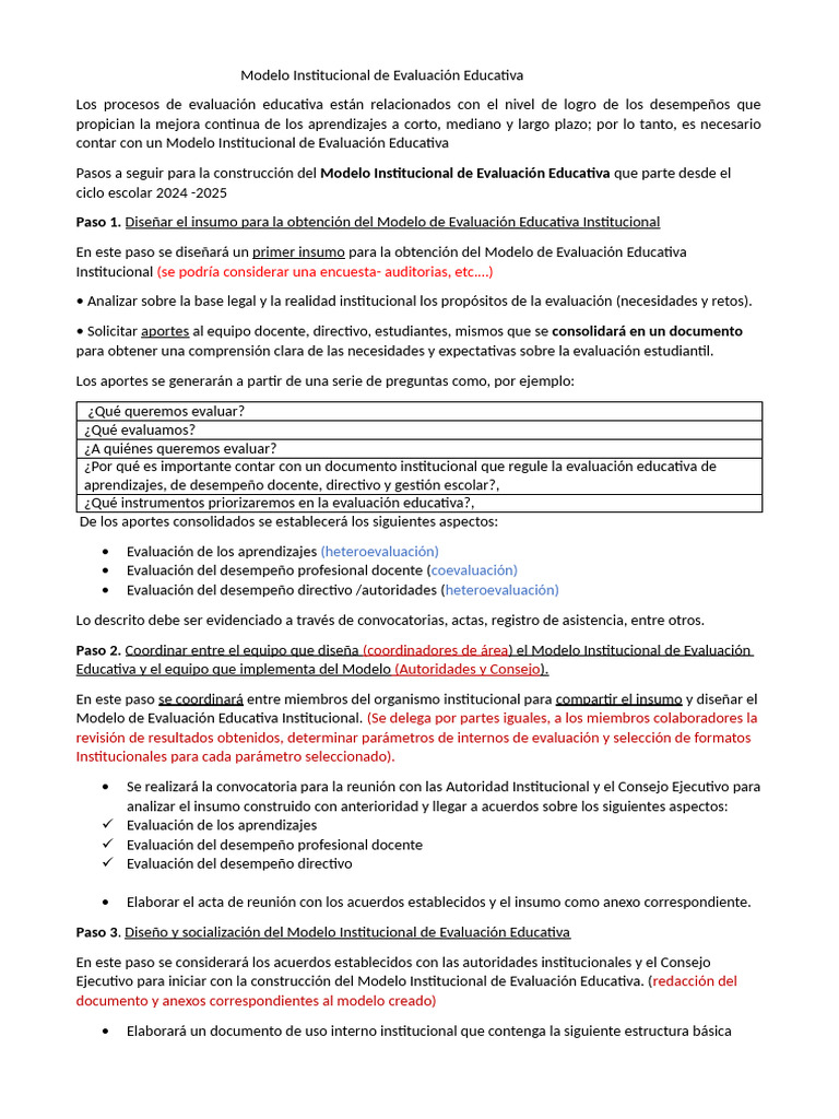 Modelo de Evaluación Educativa Institucional | PDF | Evaluación | Negocios