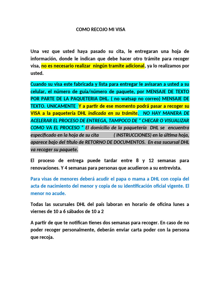 Como Recojo Mi Visa | PDF