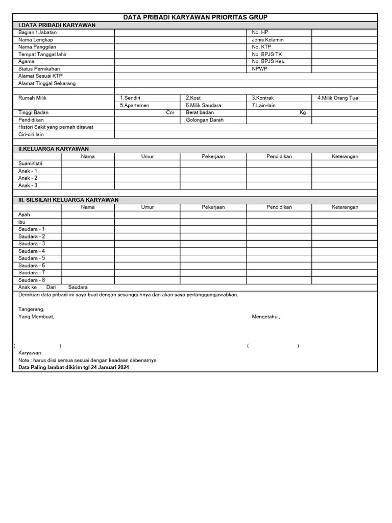 Form data karyawan 2024 pdf