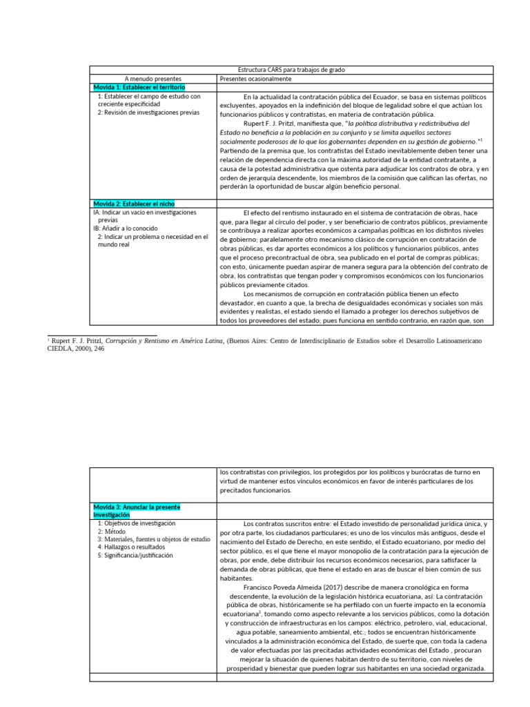 Estructura CARS para Trabajos de Grado Grupo v2 | PDF | Estado