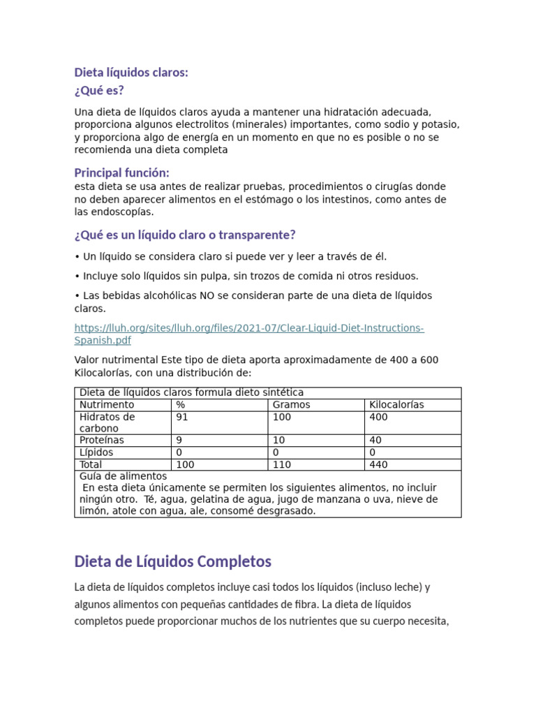 Tipos De Dietas Hospitalarias Pdf