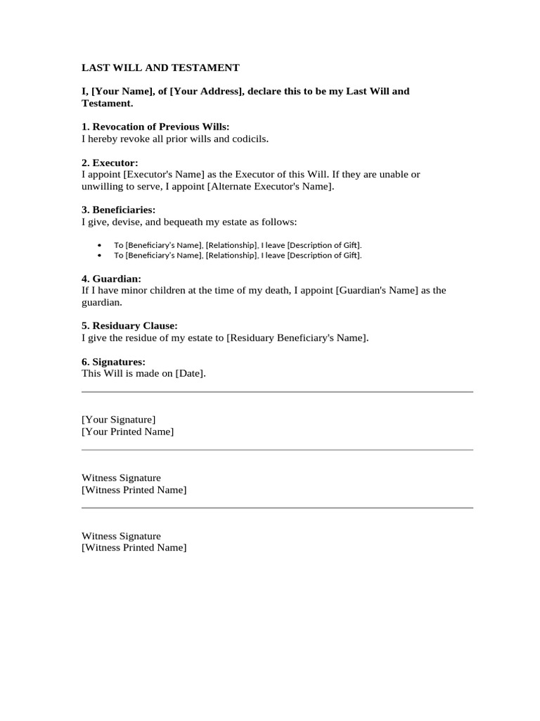Last Will and Testament | PDF