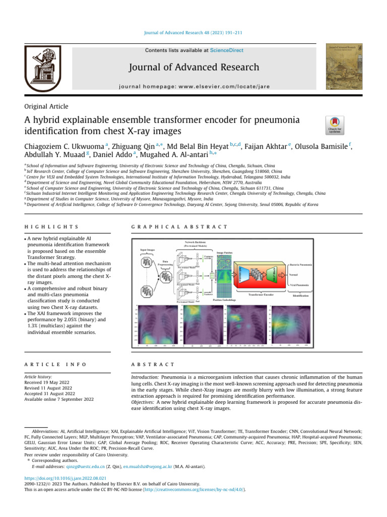 1 A Hybrid Explainable Ensemble Transformer Encoder For Pneumonia | PDF