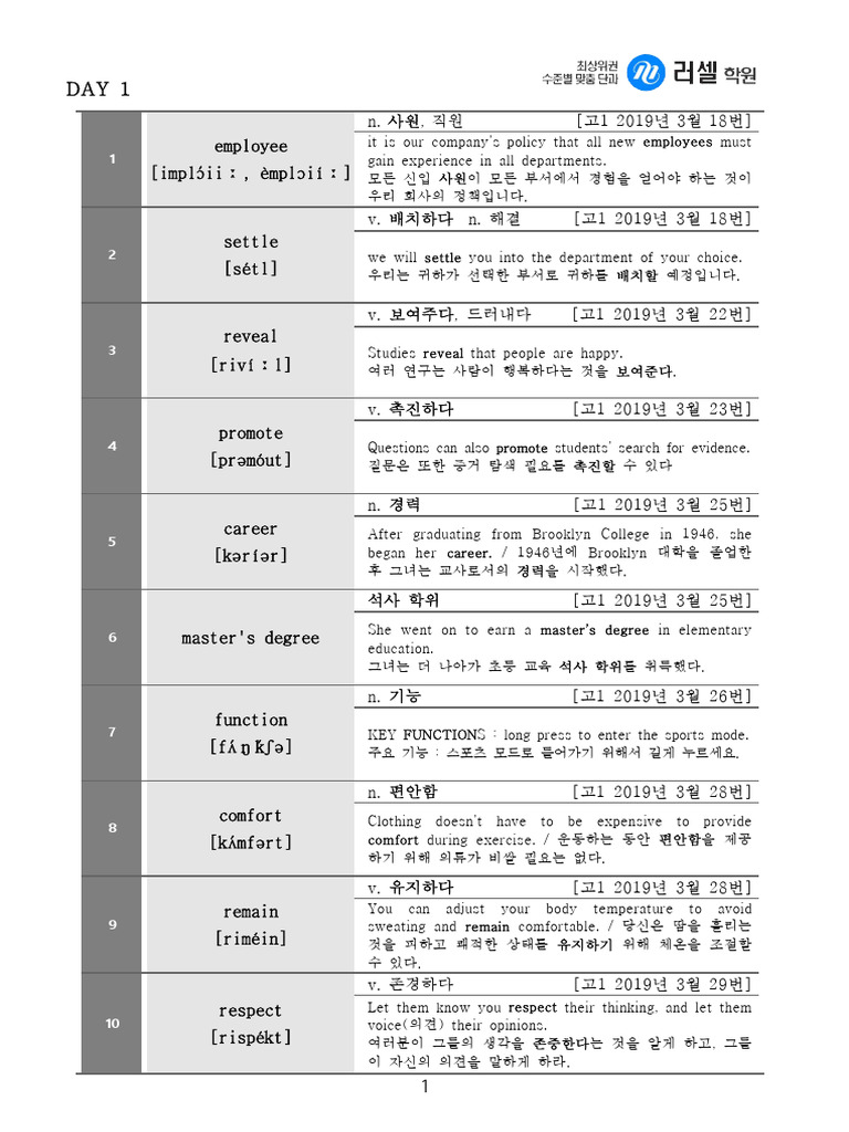 고1 필수영단어 기출 | PDF
