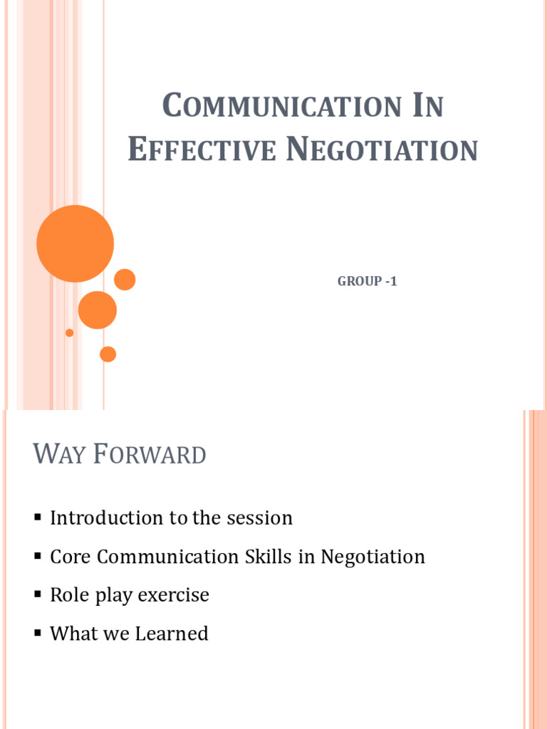 Communication in Effective Negotiation | PDF