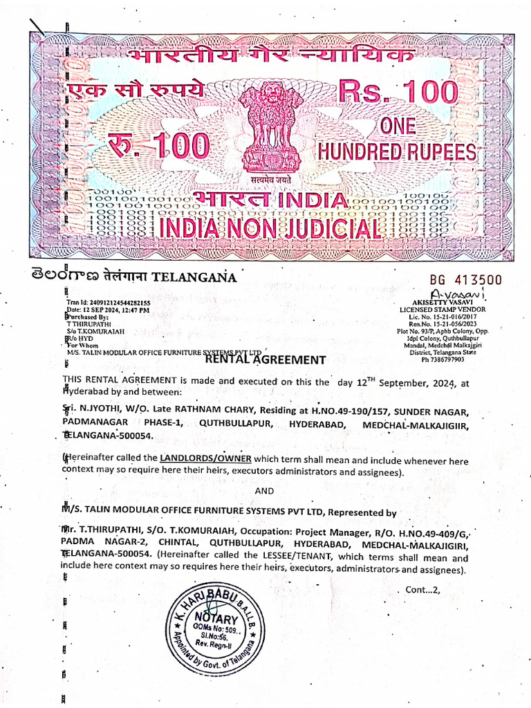 Hyd - Rental Agreement-Oct | PDF