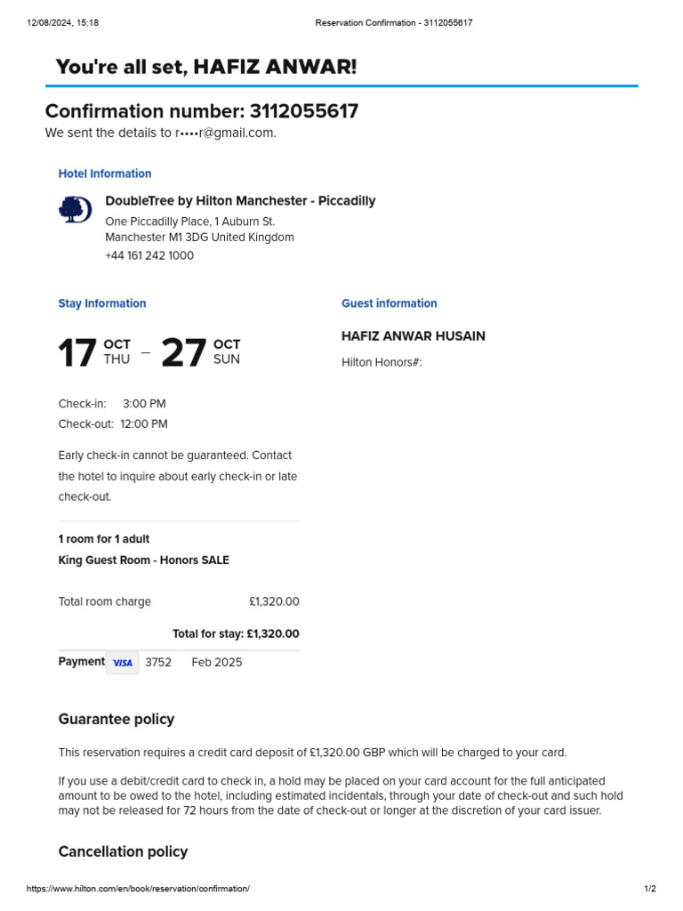 Anwar Husain Booking | PDF | Credit Card | Banking Technology