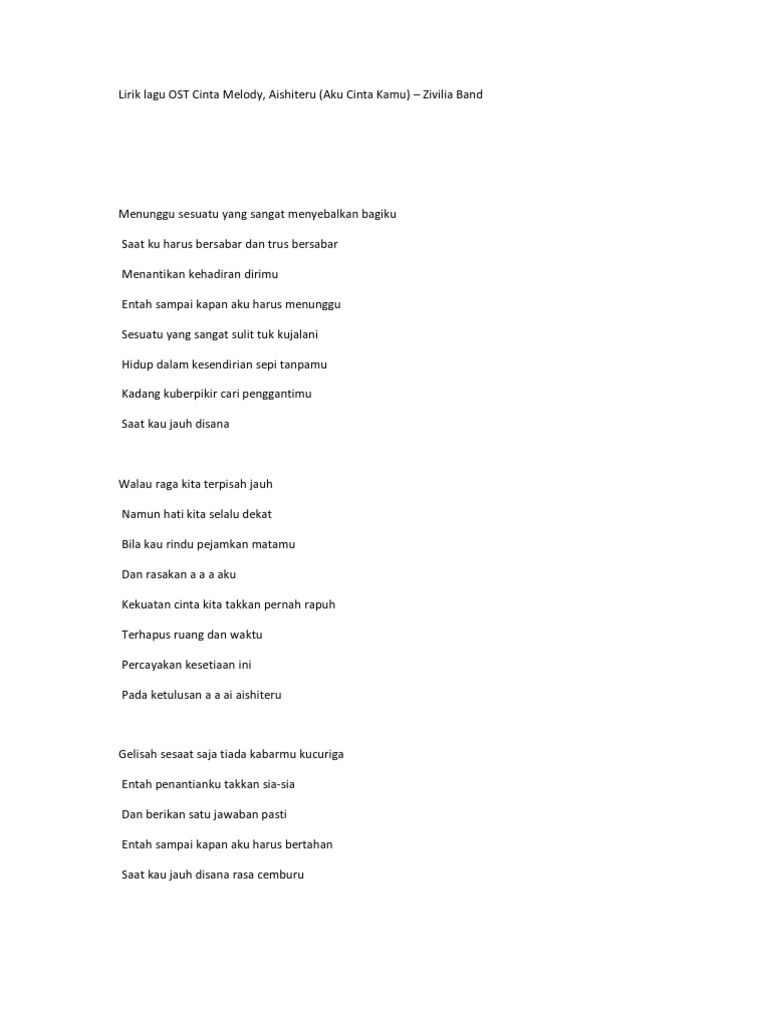 Lirik Lagu Ost Cinta Melody Aishiteru Pdf