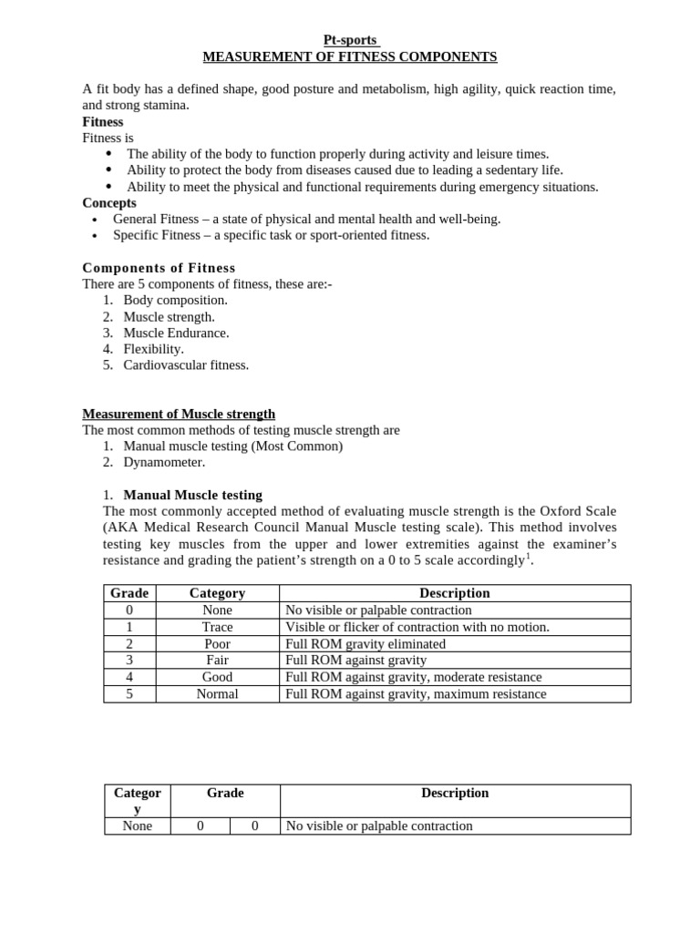 Fitness Components and Assessment Methods | PDF | Physical Fitness ...