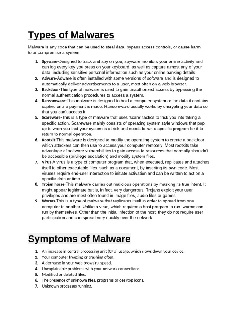 Understanding Malware Types and Attacks | PDF | Malware | Technology ...