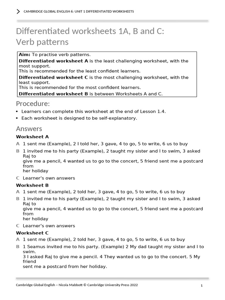 GE 6 Diff WS Unit 1 | PDF | Object (Grammar) | Career & Growth