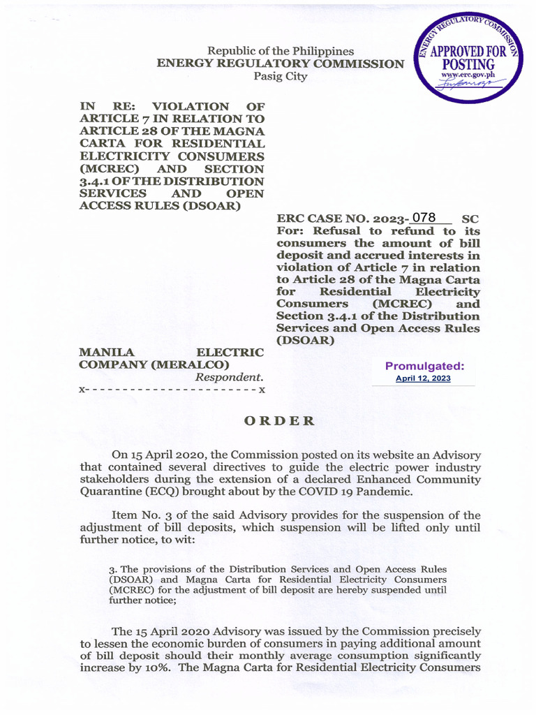 ERC Case No.2023-078 Order 12 April 2023 | PDF