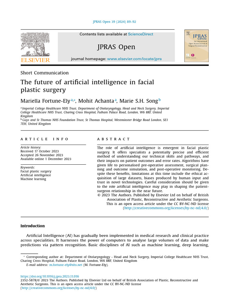 The Future of Artificial Intelligence in Facial PL | PDF