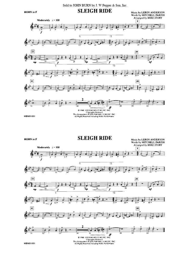 09 horn sleigh ride march pdf