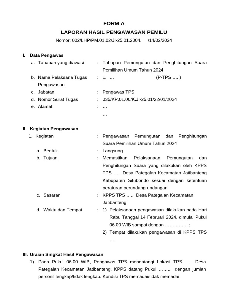 FORM A 002 - Puntung PTPS FIX | PDF