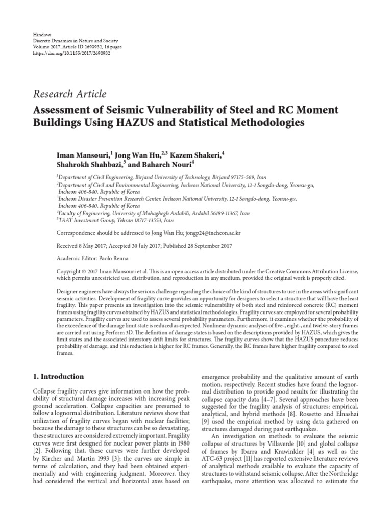 Assessment of Seismic Vulnerability of Steel and R | PDF