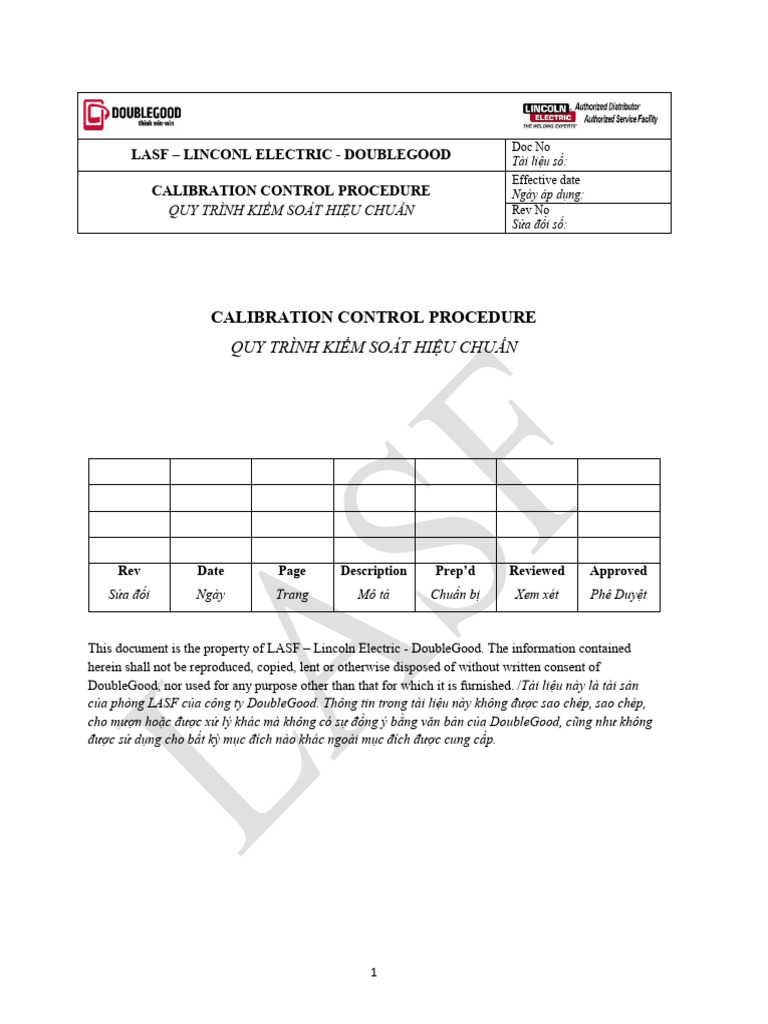 Calibration Control Procedure | PDF | Calibration | Technology ...