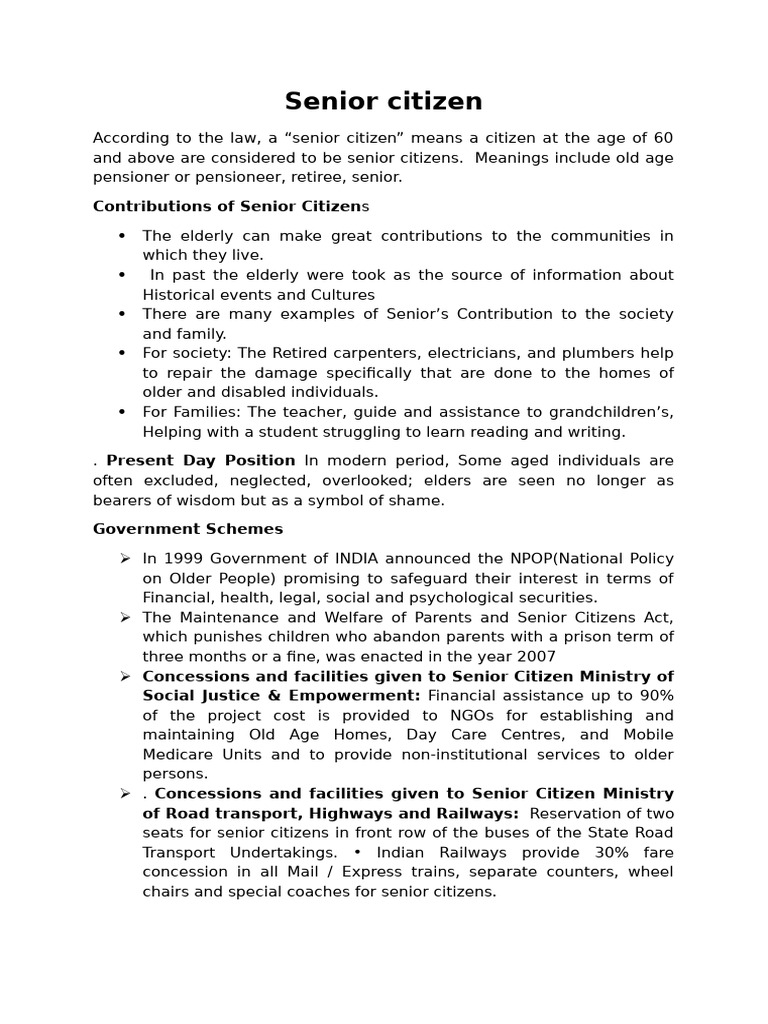 Senior Citizen, Ngo, Legal Rights | PDF