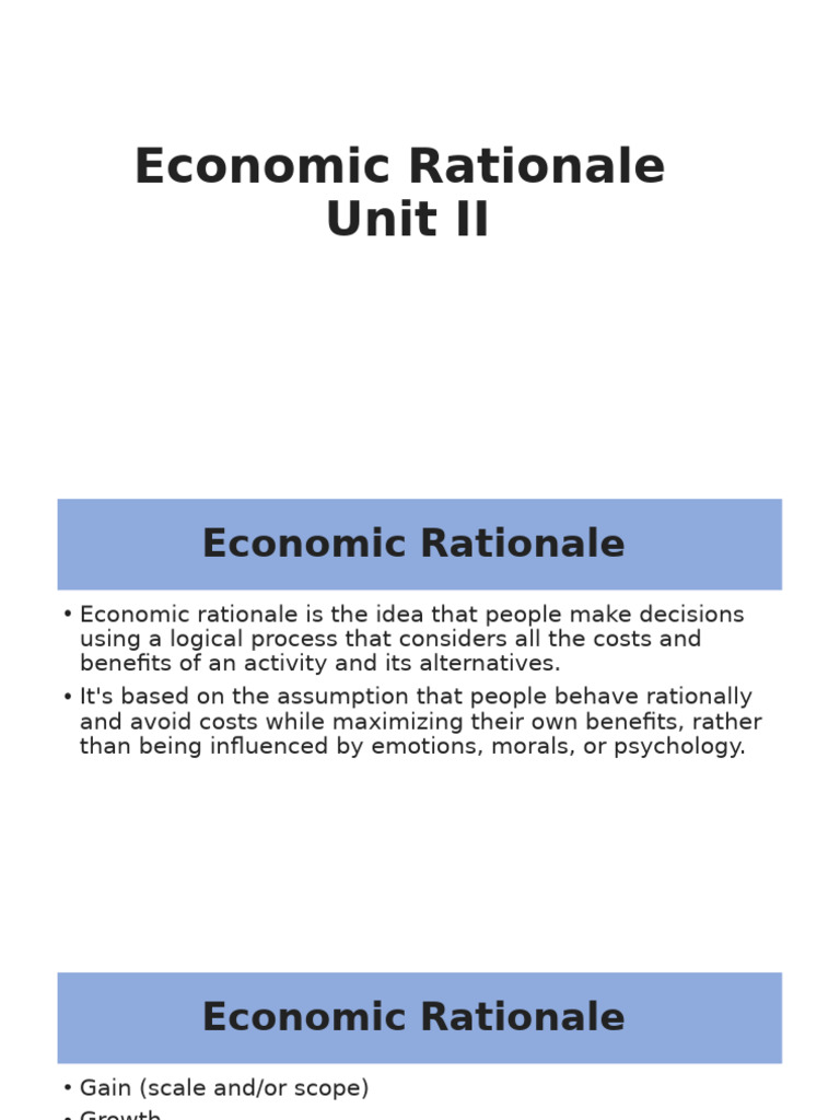 Economic Rationale | PDF