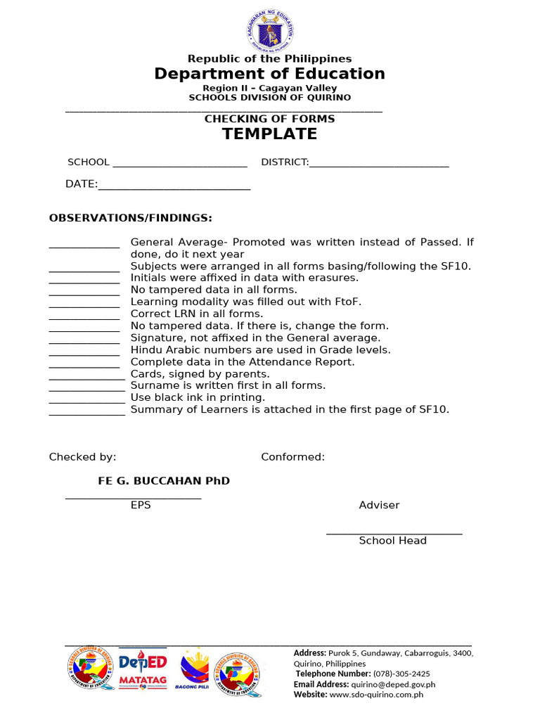 Checking of Forms Template | PDF