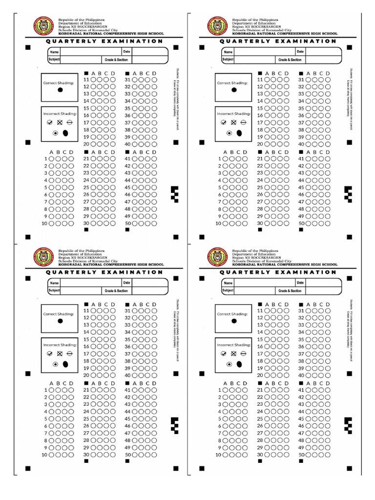 Answer Sheet 50 Items | PDF