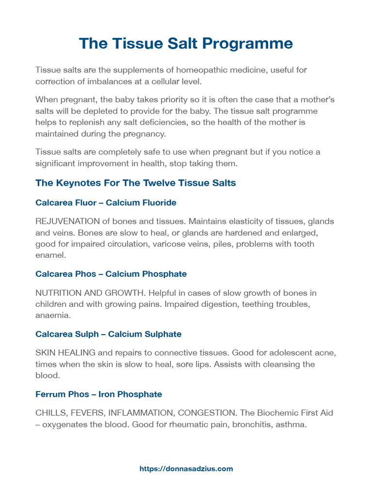 Birth Tissue Salt Programme 2 | PDF | Bone | Salt