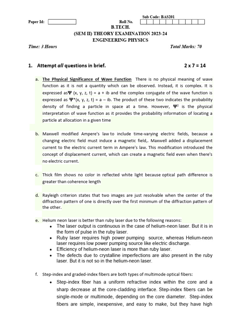 Solution of BAS-201 (Even Sem 2023-24) - Compressed | PDF