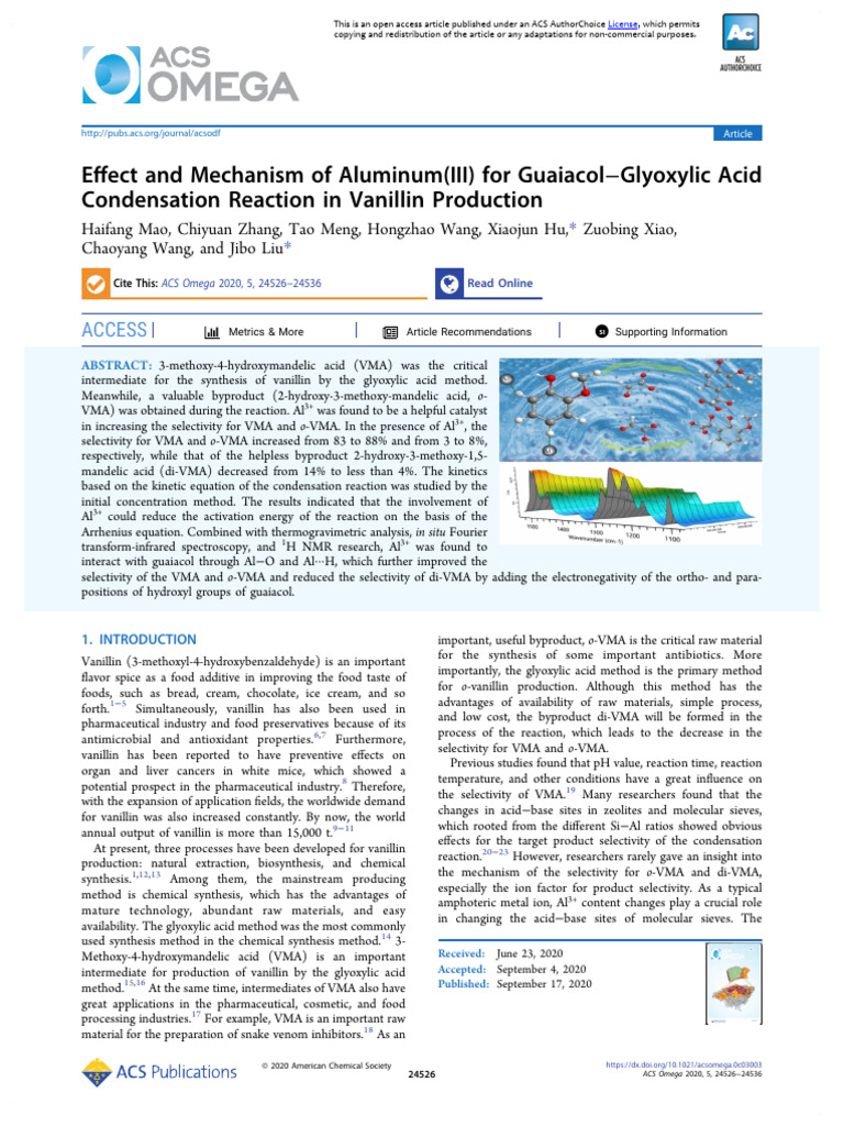 Effect and Mechanism of Aluminum (III) For Guaiacol Glyoxylic Acid ...