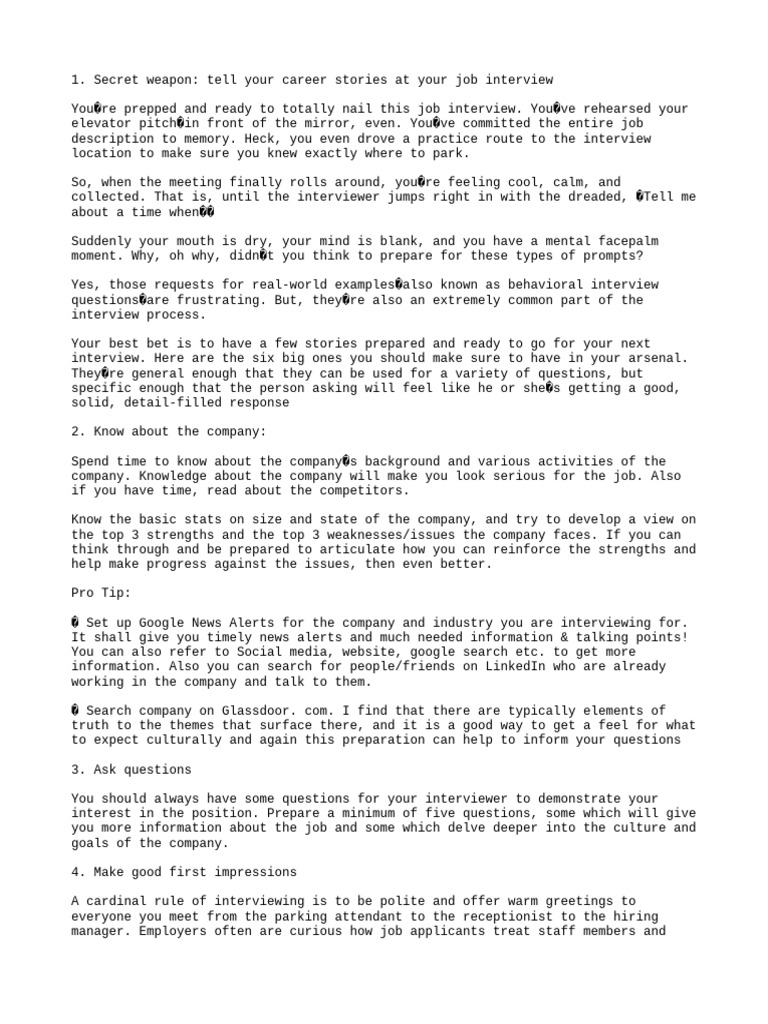 Tips - 10 Tips For Job Interviews Nov 2018 | PDF