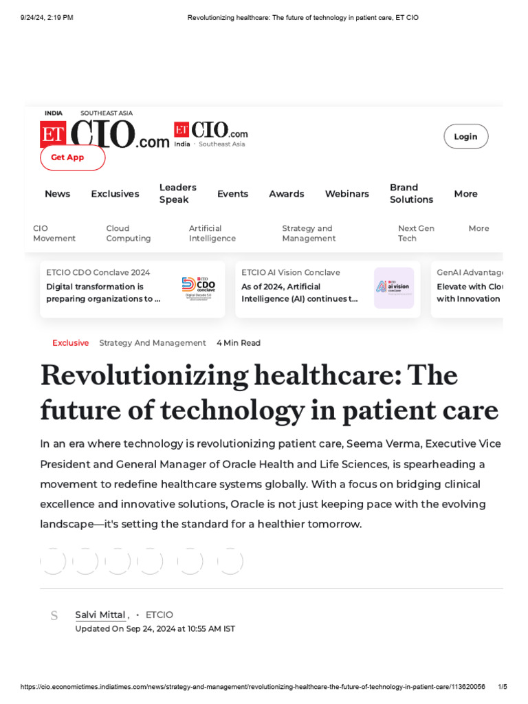 Transforming Healthcare with Technology | PDF | Health Care