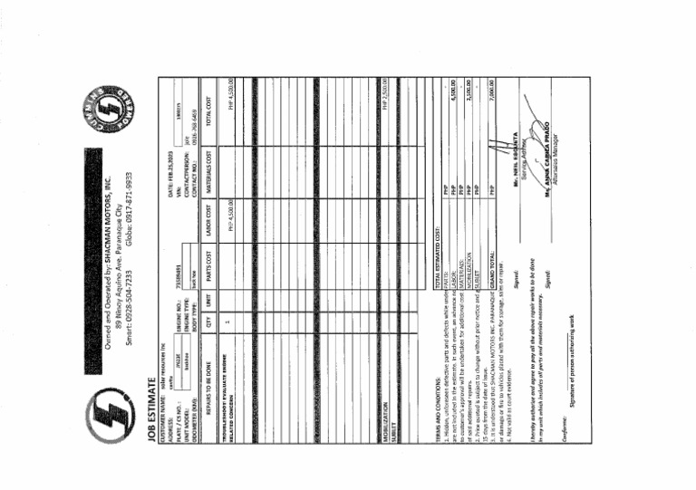 Backhoe Quotation | PDF