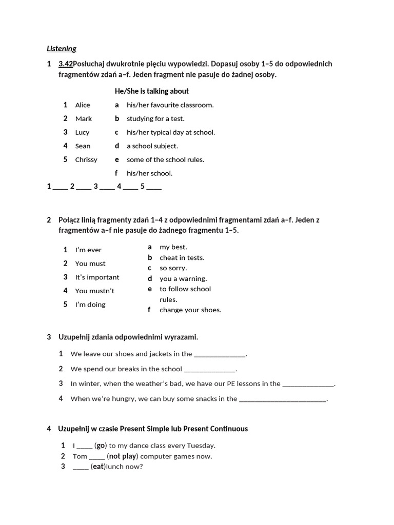5 Klasa Unit 5 Poprawa | PDF