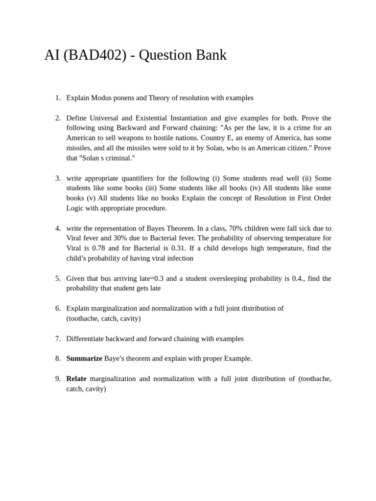 AI Important Questions | PDF