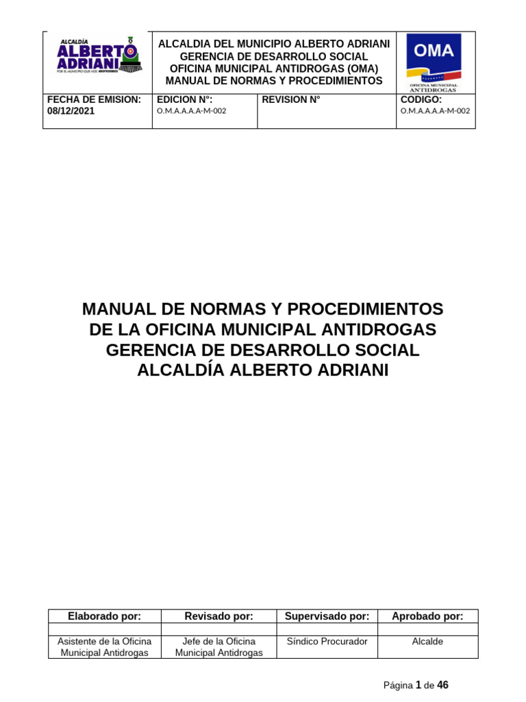 Manual de Procedimiento Oma | PDF