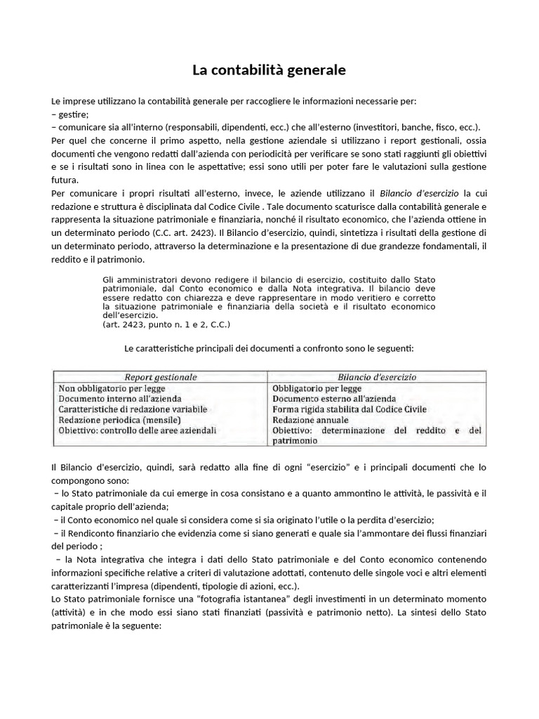 8) La Contabilita Generale | PDF