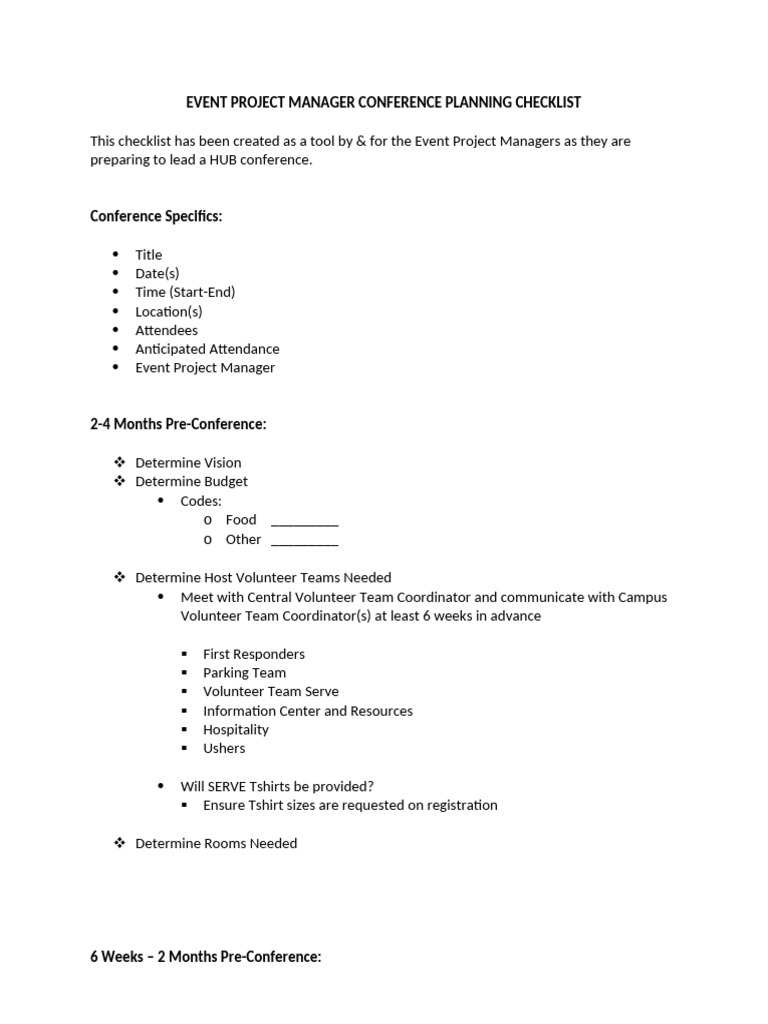 Event Project Manager Checklist | PDF