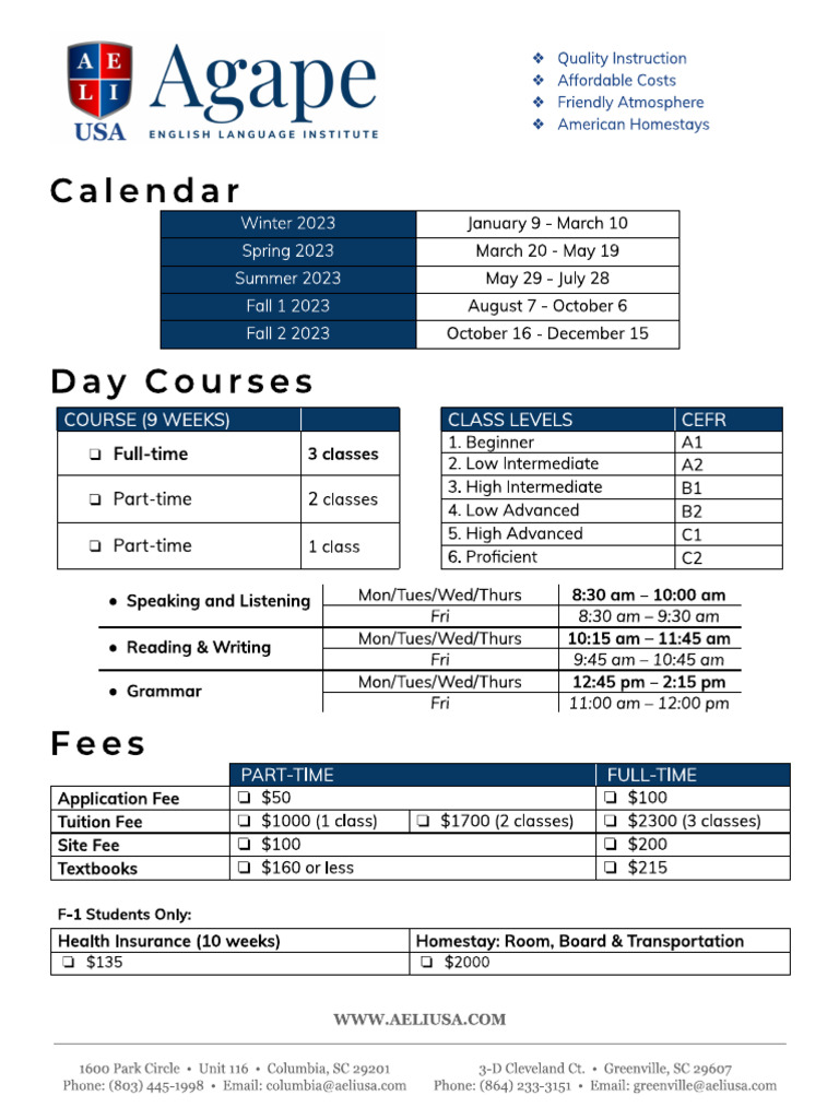 2023 Calendar and Fees | PDF