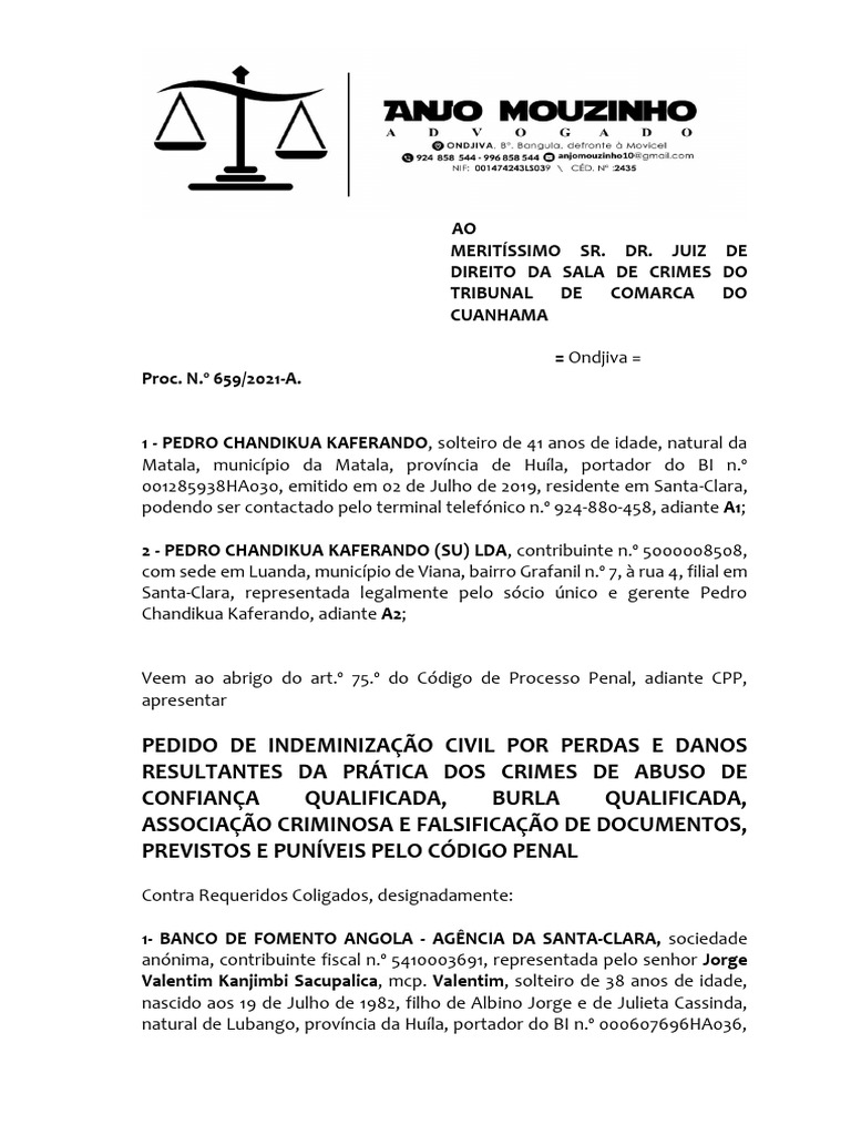 Acção de Indemnização Por Perdas e Danos Bfa e Kaferando | PDF