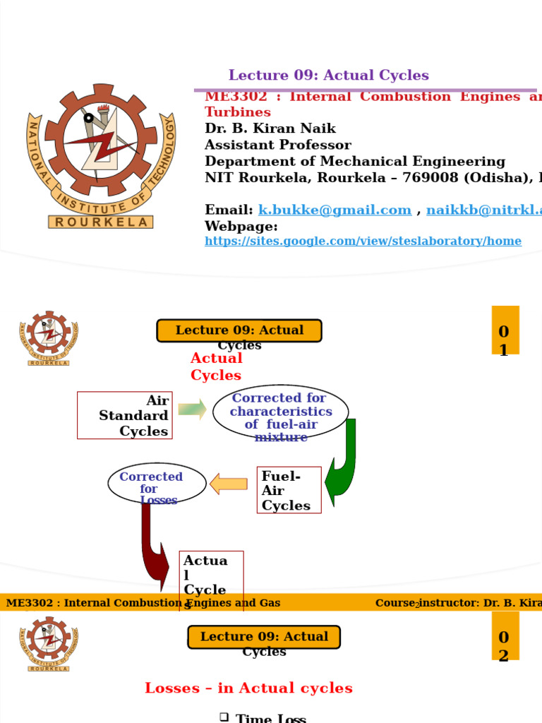 IC Engines Lecture 9 - Actual Cycles | PDF