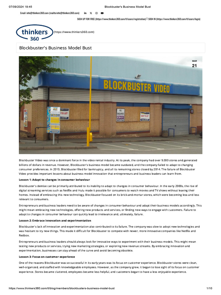 Le Déclin du Modèle Économique de Blockbuster | PDF | Sociétés