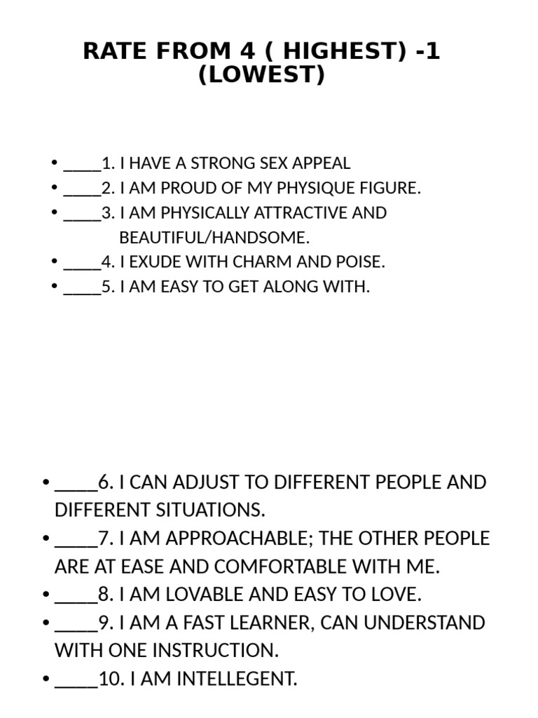 Rate From 4 (Highest) - 1 (Lowest) | PDF